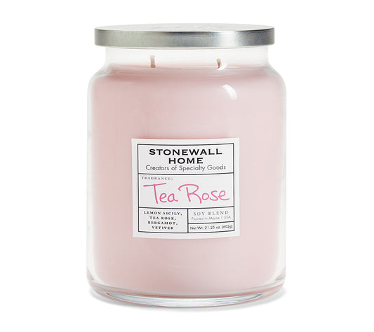 Stonewall Jar Large Tea Rose von Stonewall Kitchen kaufen | Duft: Blütenblättern, Zitrusfrüchten, holzig | Brenndauer: 170 Stunden