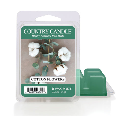 Country Wax Melts 6 pcs Cotton Flowers von Country Candle kaufen | Duft: Minze, Zitrone, Rose | Mehrmals schmelzbar | EU-weiter Versand