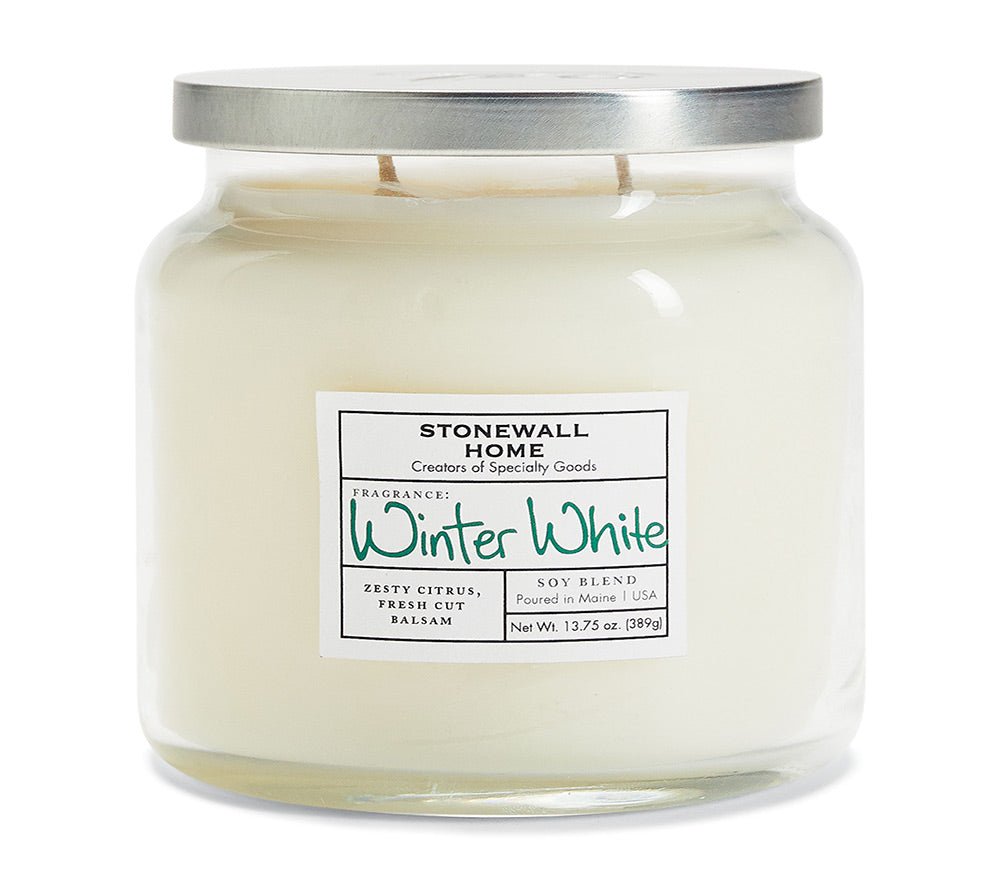 Stonewall Jar Large Winter White von Stonewall Kitchen kaufen | Duft: Frisch, belebend, winterlich, Zitrus, Balsam | Brenndauer: 170 Stunden