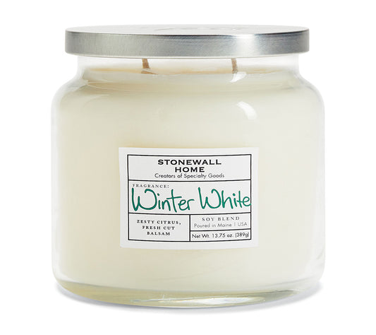 Stonewall Jar Large Winter White von Stonewall Kitchen kaufen | Duft: Frisch, belebend, winterlich, Zitrus, Balsam | Brenndauer: 170 Stunden