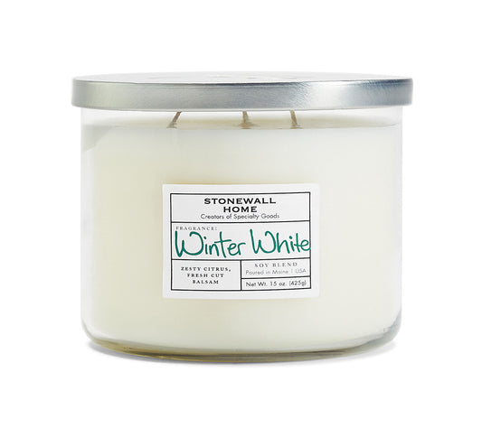 Stonewall Jar Medium Winter White von Stonewall Kitchen kaufen | Duft: Frisch, belebend, winterlich, Zitrus, Balsam | Brenndauer: 105 Stunden