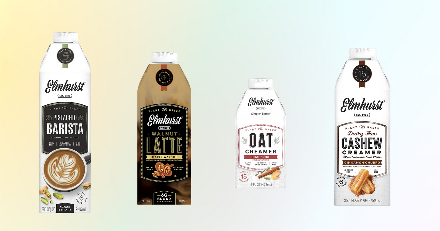 die pflanzlichen Milchalternativen von Elmhurst 1925: Milch, Creamer, Lattes und Barista-Editionen. Ideal für Kaffee, Kochen, Smoothies und mehr. 