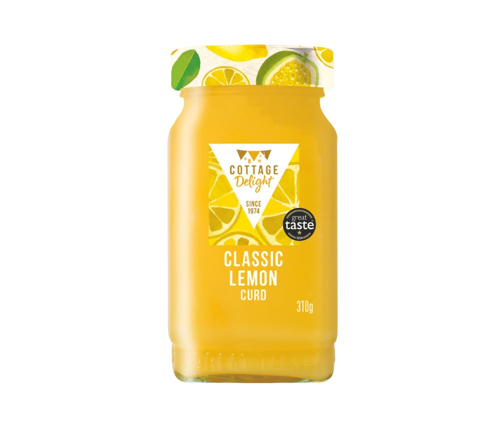 Classic Lemon Curd von Cottage Delight – traditionell britisch, cremig & zitronig. Ideal für Frühstück, Scones, Desserts & Feinkost-Sortimente.
