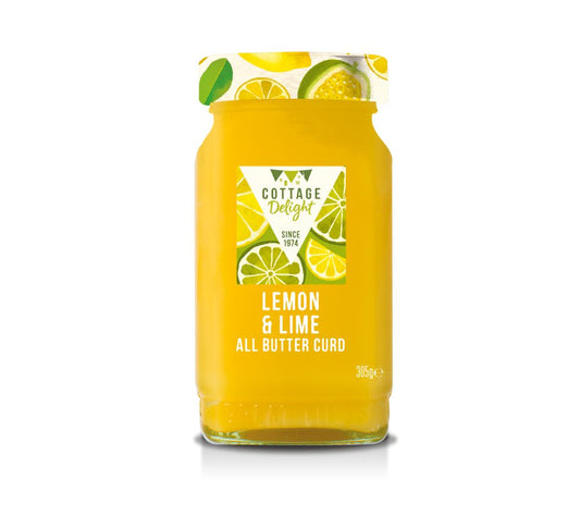 Lemon & Lime All Butter Curd von Cottage Delight – cremiger Curd mit Zitronen & Limetten. Ideal für Frühstück, Gebäck & Feinkost-Sortimente.