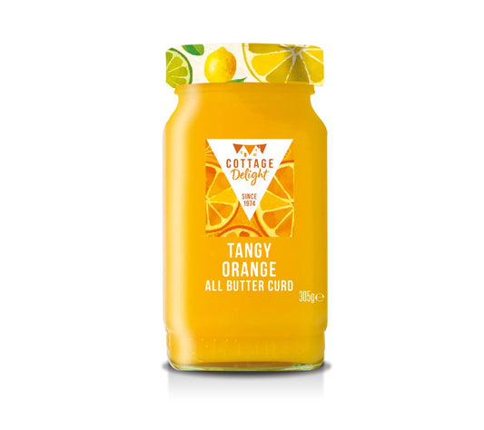 Tangy Orange All Butter Curd von Cottage Delight – cremiger Orangen-Curd mit Butter, fruchtig & handgemacht. Ideal für Frühstück, Gebäck & Geschenke.