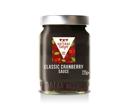 Classic Cranberry Sauce von Cottage Delight, fruchtig und handgemacht in England, ideal zu Fleisch, Käse und Sandwiches