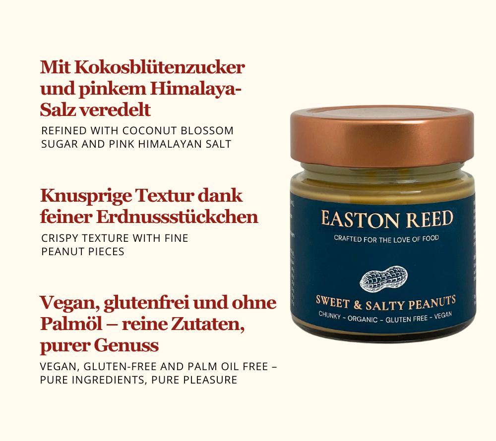 Easton Reed Sweet & Salty Peanut Crunch – knusprig, süß-salzig & vegan. Bei Ryan's Specialties B2B online bestellen und Snack-Genuss für Händler sichern.