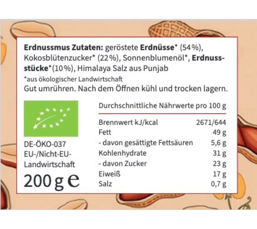 Peanut Butter, knackigen Erdnussstücken, feinem Kokosblütenzucker & pinkem Himalayasalz | 100 % pflanzlich & ohne Palmöl | Europaweiter Versand | Jetzt bestellen!