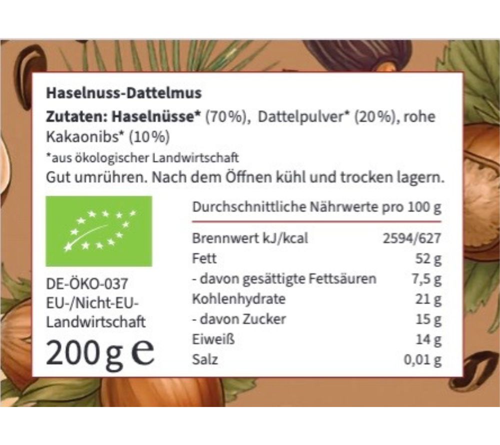Geröstete Bio-Haselnüsse, Datteln & rohe Kakaonibs | vegan, ohne Palmöl, ohne Zuckerzusatz | Als Aufstrich, in Bowls & Smoothies | Europaweiter Versand | Jetzt bestellen!
