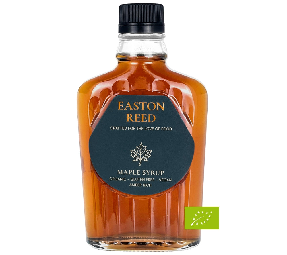 Easton Reed Maple Syrup Grade A Amber Rich: 100 % reiner Ahornsirup aus Québec. Mild, vollmundig & vielseitig – nachhaltig, vegan & natürlich.