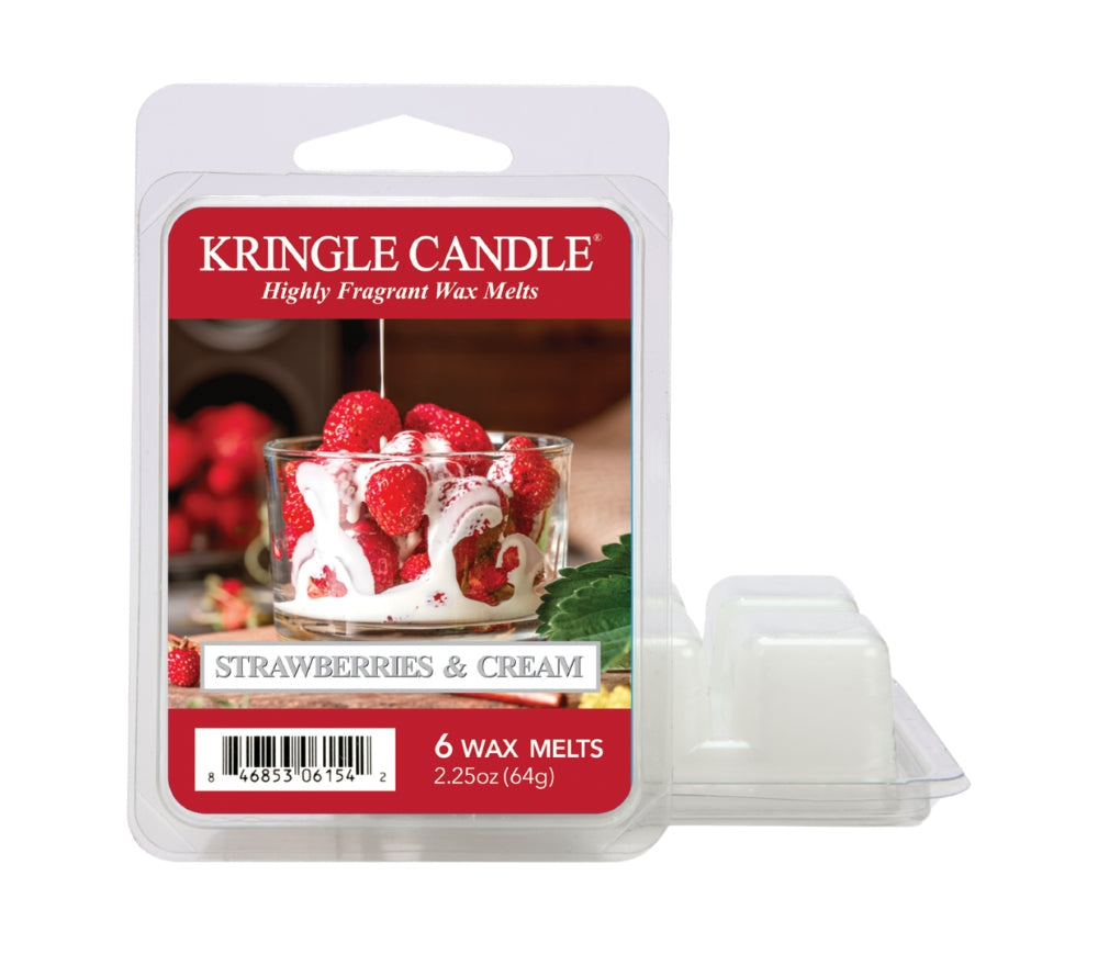 Strawberries & Cream Wax Melts mit Erdbeere, Sahne und Vanille. Fruchtig-cremig, warm und harmonisch – ideal für eine freundliche Wohlfühlatmosphäre.