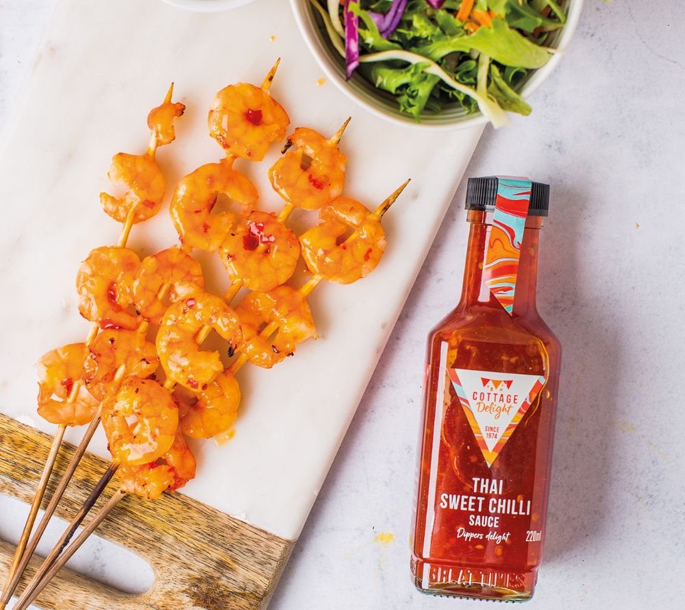 Thai Sweet Chilli Sauce von Cottage Delight: Süß-würzig mit Chili, Limette & Knoblauch. Perfekt als Dip, Glasur oder für asiatische Gerichte. Vegan & glutenfrei.
