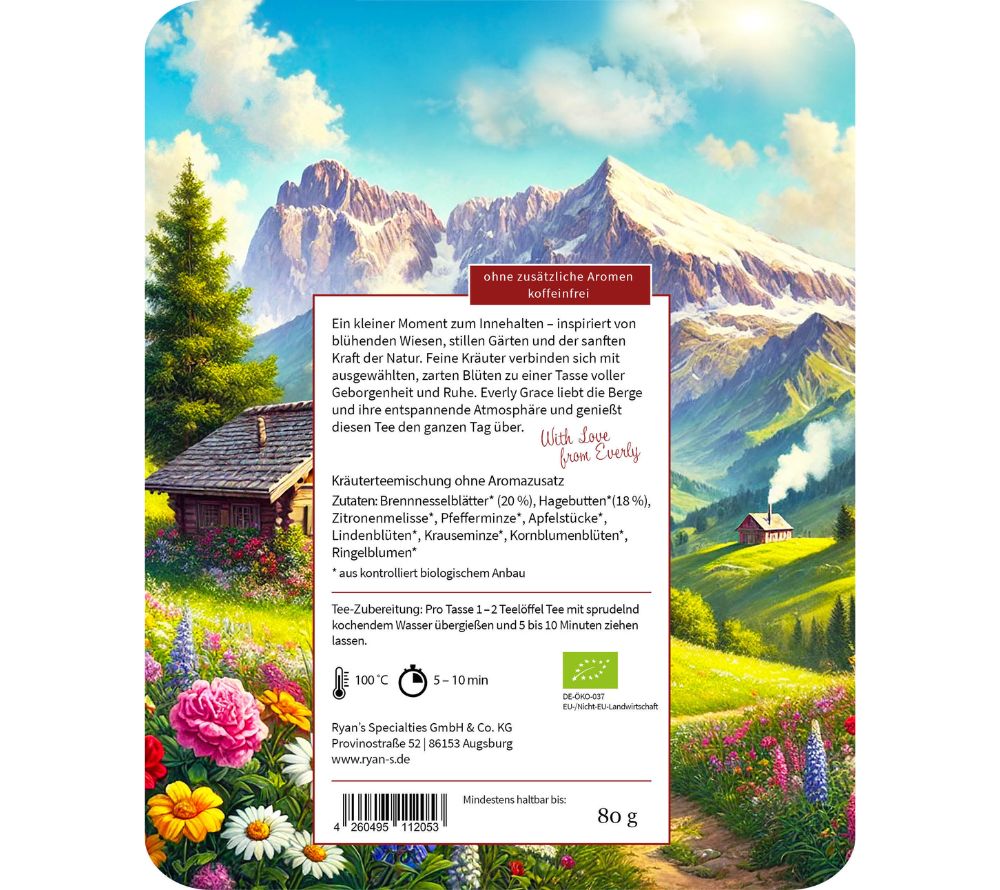 Bio-Kräutertee mit Blüten & Kräutern. Koffeinfrei, harmonisch & natürlich – ideal für entspannte Genussmomente und bewusste Auszeiten.