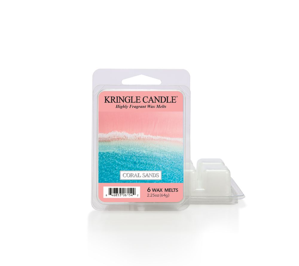 Coral Sands Wax Melts von Kringle Candle: Fruchtig-tropischer Raumduft mit Citrusfrüchten, Melone, Mango und Moschus. Jetzt bei Ryan's Specialties B2B entdecken