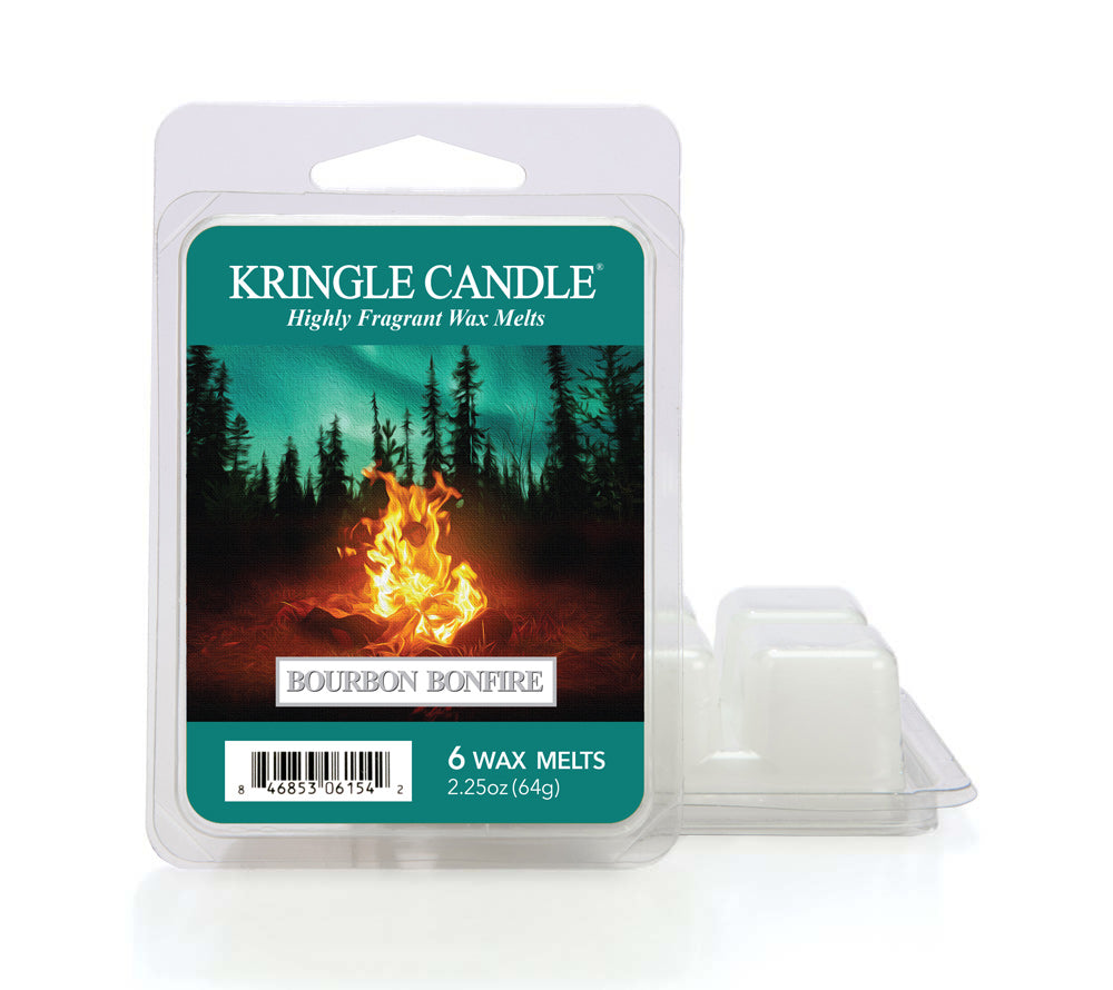 Kringle Wax Melts 6 pcs Bourbon Bonfire von Kringle Candle kaufen | Duft: Zimtig, Rauchig, Vanille, Whiskey | Mehrmals schmelzbar