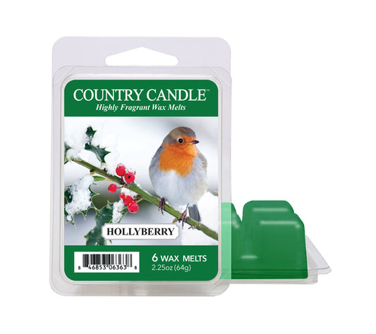 Country Wax Melts 6 pcs Hollyberry von Country Candle kaufen | Duft: Wilde Himbeeren, Grüne Blätter, Erdbeerstrudel | Mehrmals schmelzbar 