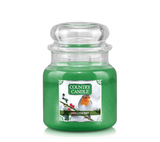Country Jar Medium Hollyberry von Country Candle kaufen | Duft: Wilde Himbeeren, Grüne Blätter, Erdbeerstrudel | Brenndauer: 65-90 Stunden 