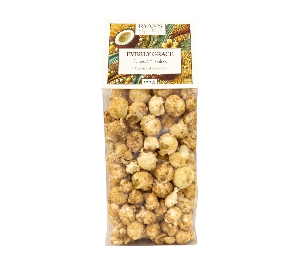 Everly Grace Popcorn Coconut Paradise Bag 100 g von Ryan's Specialties kaufen | Süß, knusprig, Kokos | Perfekt für Filmabende