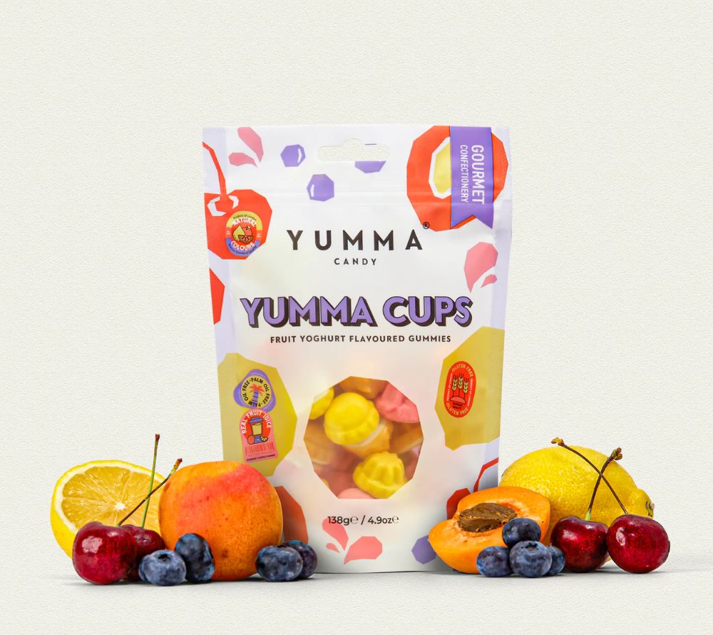 Fruit Yoghurt Cups von Yumma Candy (Pouch) kaufen | cremig, fruchtig, vielfältig | Ideal als Nascherei, Snack, Geschenk