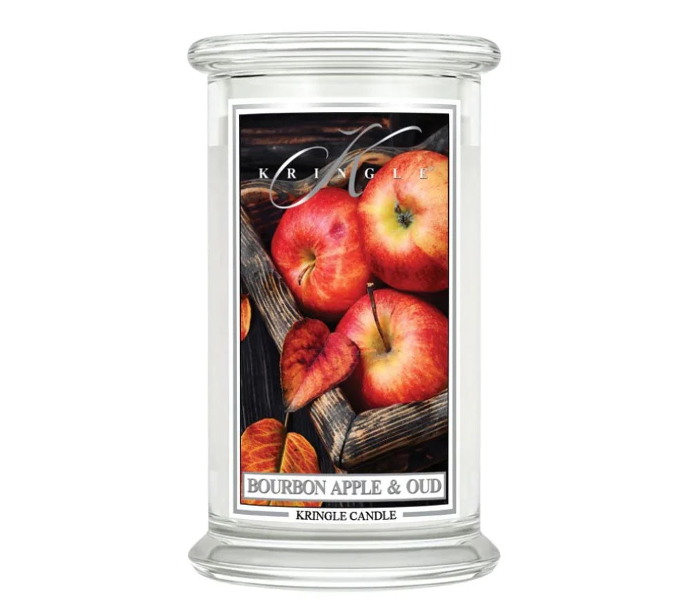 Large Jar Bourbon Apple & Oud von Kringle Candle kaufen | Duftet nach Apfel, Zimt und Oud-Holz | Perfekt für Ihr Kerzen-Sortiment