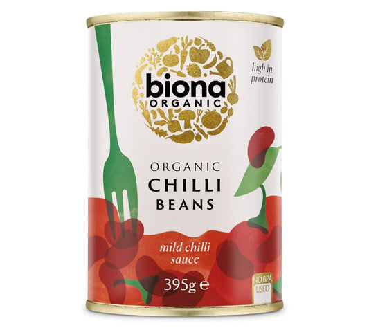Biona Organic Red Kidney Beans in Chilli Sauce online bei Ryan's Specialties B2B kaufen – bio, proteinreich, würzig & servierfertig für Handel & Gastronomie.