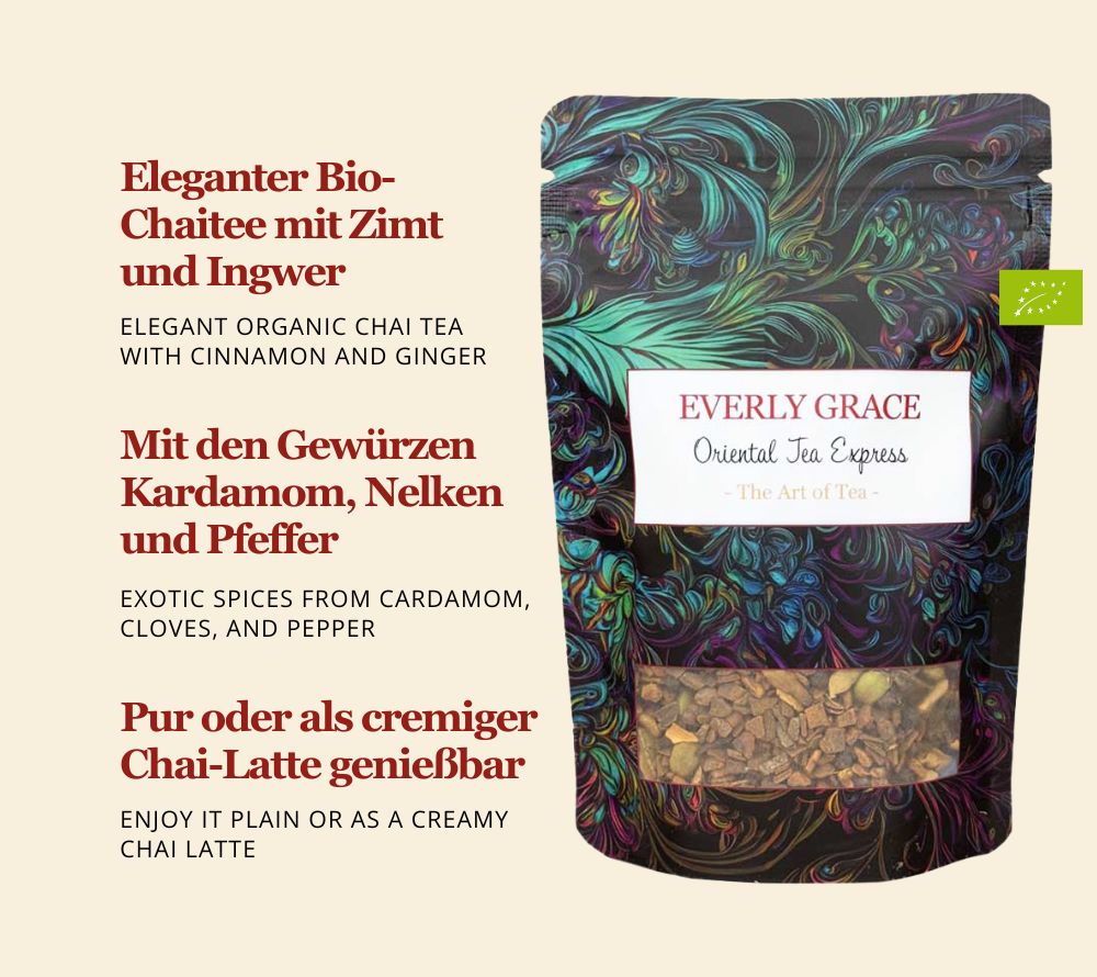 Oriental Tea Express Tee von Everly Grace | Exotischer Bio-Chai-Tee | luxuriöser Charme des historischen Orient Express | 100 % Bio-Qualität
