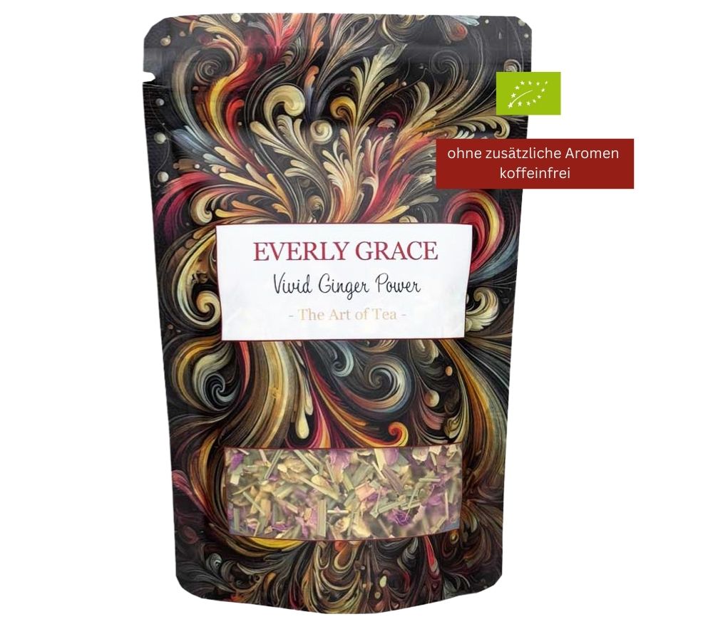 Vivid Ginger Power Tea von Everly Grace kaufen | Belebender Geschmack von Ingwer | Qualität und Natürlichkeit | Bio-Teemischung | Tee-Erlebnis für Ihr Sortiment