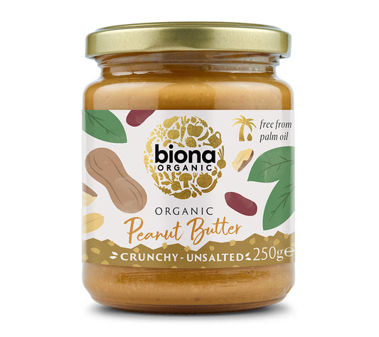 Peanut Butter Crunchy Unsalted Biona Organic 250g