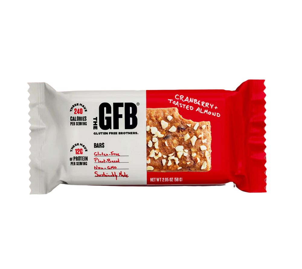Cranberry Toasted Almond Bar – fruchtig-nussiger Proteinriegel von GFB. Vegan, glutenfrei & nachhaltig produziert für bewusste Kund:innen.