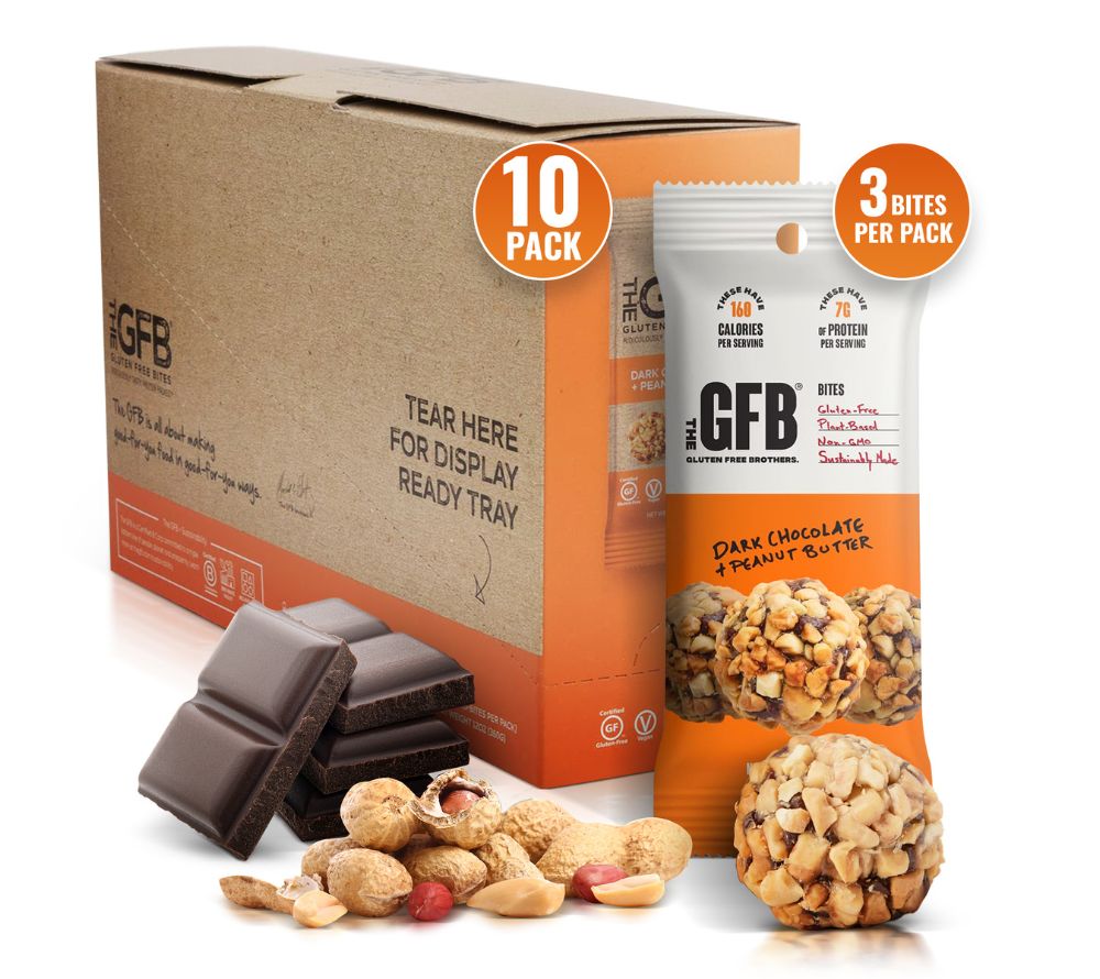 Dark Chocolate Peanut Butter Bites – vegan, glutenfrei & proteinreich. Genussvoller Snack für bewusste Kund:innen & starke Impulsverkäufe.