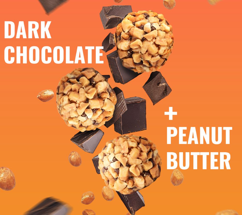 Dark Chocolate Peanut Butter Bites – vegan, glutenfrei & proteinreich. Genussvoller Snack für bewusste Kund:innen & starke Impulsverkäufe.