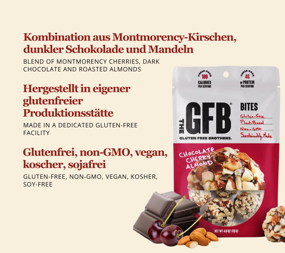Chocolate Cherry Almond Bites – vegan, glutenfrei & proteinreich. Mit Kirschen, Mandeln & Schokolade – perfekter Snack für bewusste Genießer:innen.
