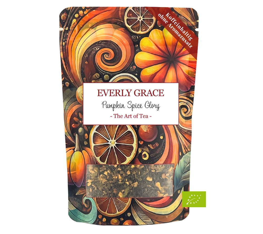 Everly Grace Pumpkin Spice Glory Tea kaufen ☆ Kräftiger Schwarztee mit Pumpkin Spice ☆ Herbstgenuss in jeder Tasse ☆ Jetzt probieren!