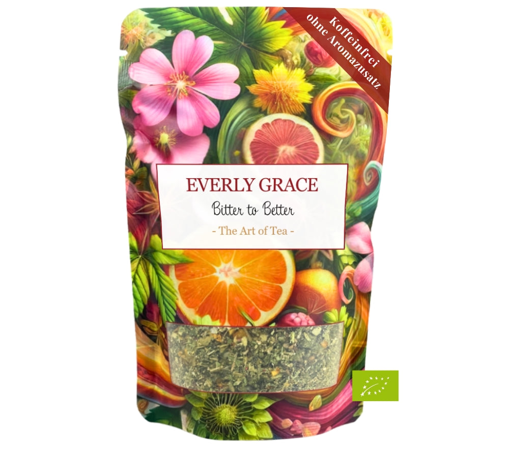 Everly Grace Bitter to Better Tea – feine Bio-Kräuterkomposition mit Blüten & Orange jetzt bei Ryan's B2B. Sanft-bitterer Tee für Balance & bewussten Genuss.