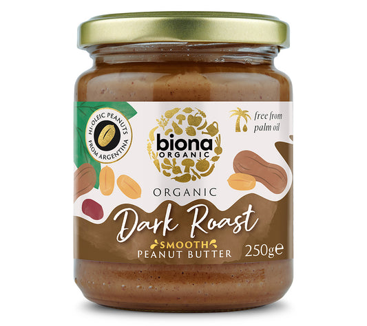 Hi Oleic Dark Roast Peanut Butter Smooth Salted Biona Organic