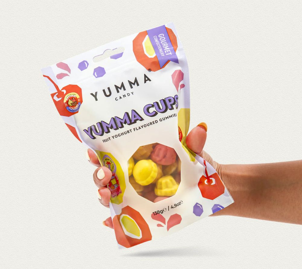 Fruit Yoghurt Cups von Yumma Candy (Pouch) kaufen | cremig, fruchtig, vielfältig | Ideal als Nascherei, Snack, Geschenk