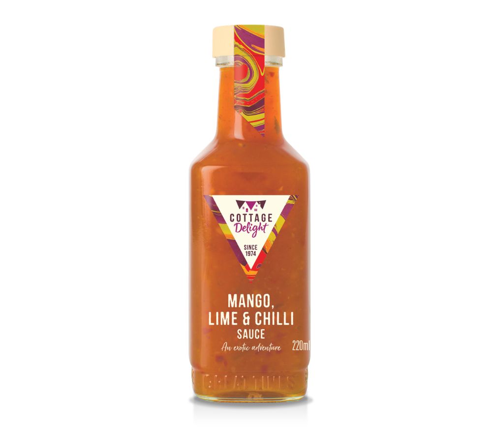 Mango, Lime & Chilli Sauce von Cottage Delight: Fruchtig-frisch mit Mango, Limette & Chili. Ideal für Dips, Bowls, Wokgerichte & Grillküche.