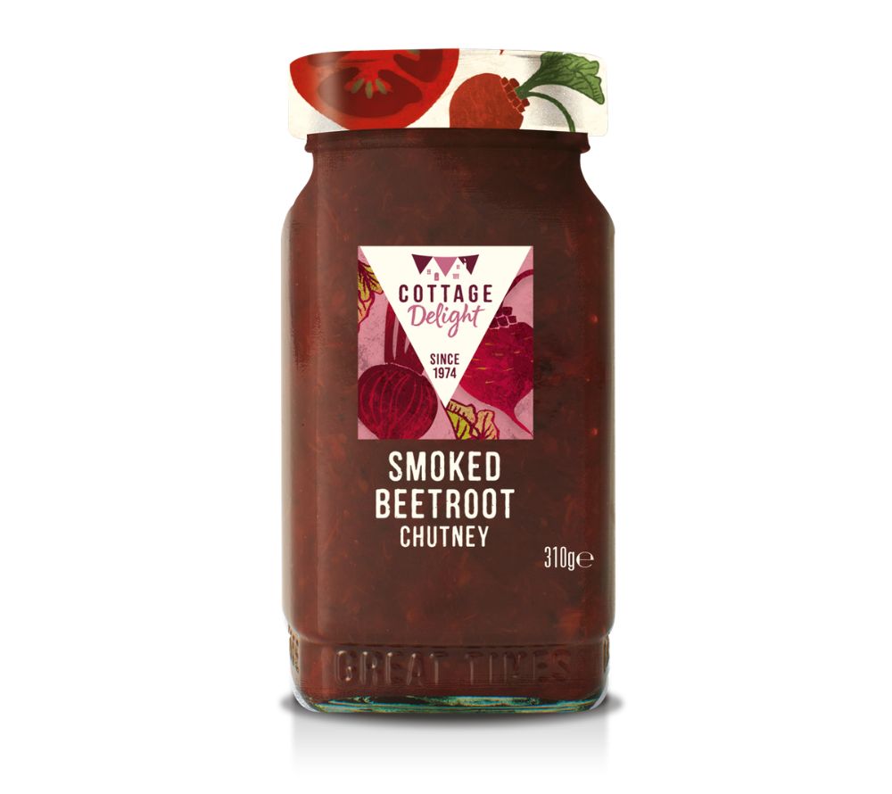 Smoked Beetroot Chutney von Cottage Delight: Süß-rauchig mit Roter Bete & Gewürzen. Ideal zu Käse, Fisch & Dips. Glutenfrei, vielseitig und aromatisch.
