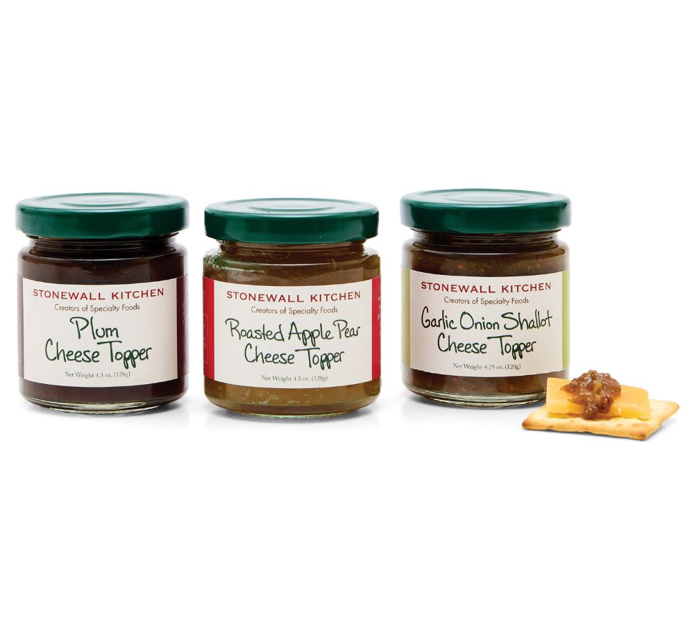 Stonewall Kitchen Cheese Topper | Plum Cheese Topper | Roasted Apple Pear Cheese Topper | Garlic Onion Shallot Cheese Topper