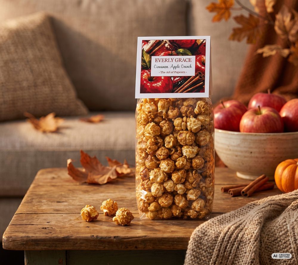 Cinnamon Apple Crunch Popcorn von Everly Grace mit Karamell, Apfel- und Zimtgeschmack