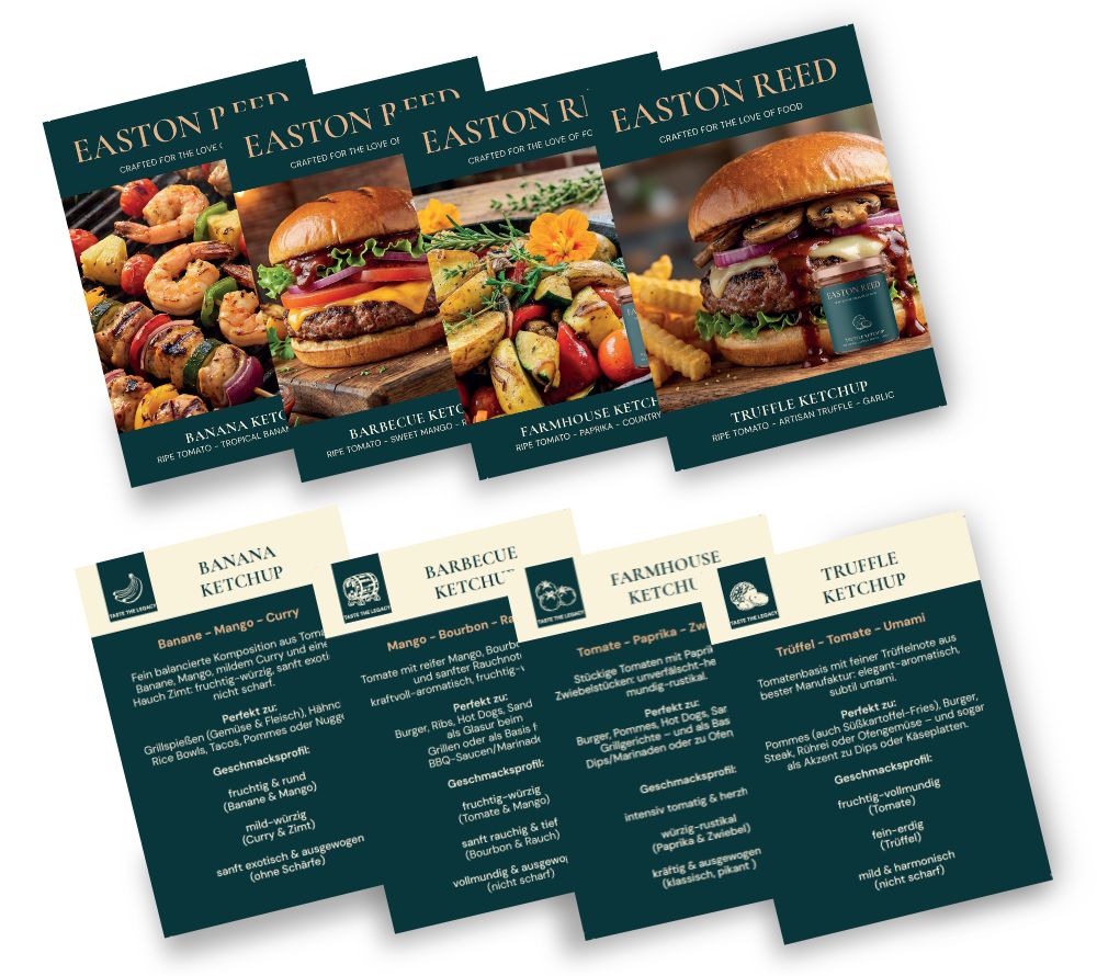Easton Reed Gourmet Ketchup Marketingmaterialien für B2B Händler