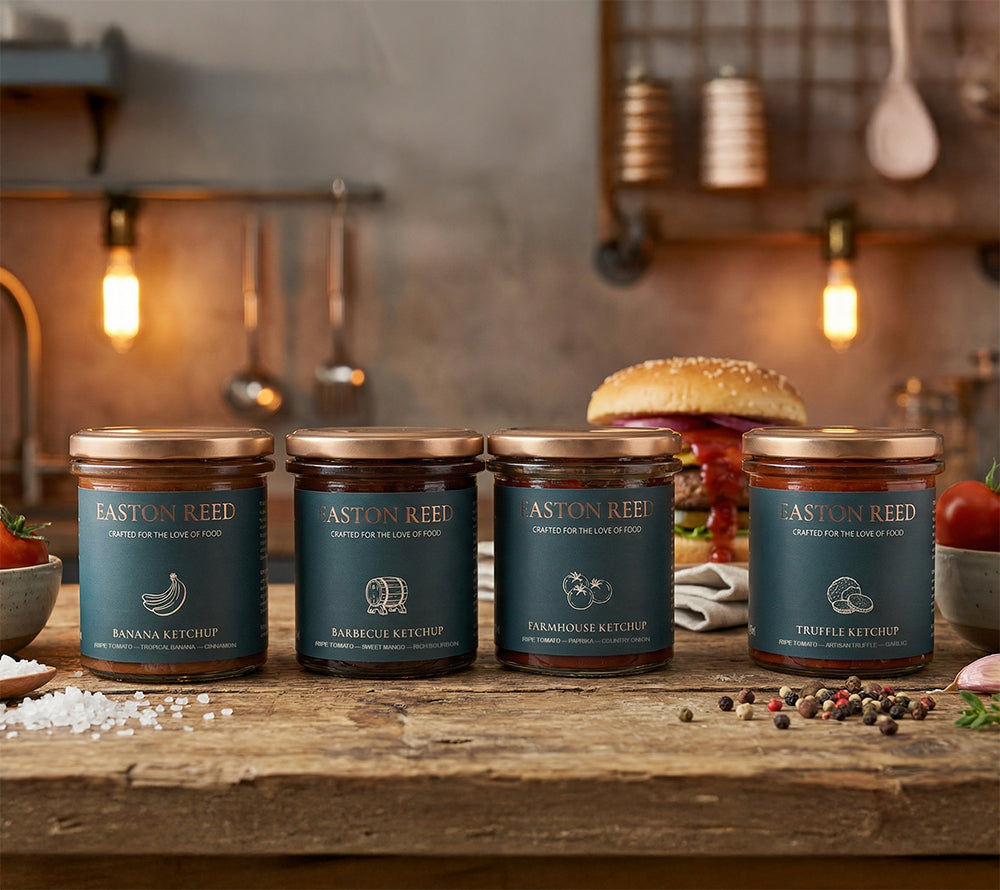 Easton Reed Saucen und Aufstriche inspiriert von Grandpa Eastons Familienrezepten – vertraute Aromen, liebevoll zubereitet und zum Teilen gedacht