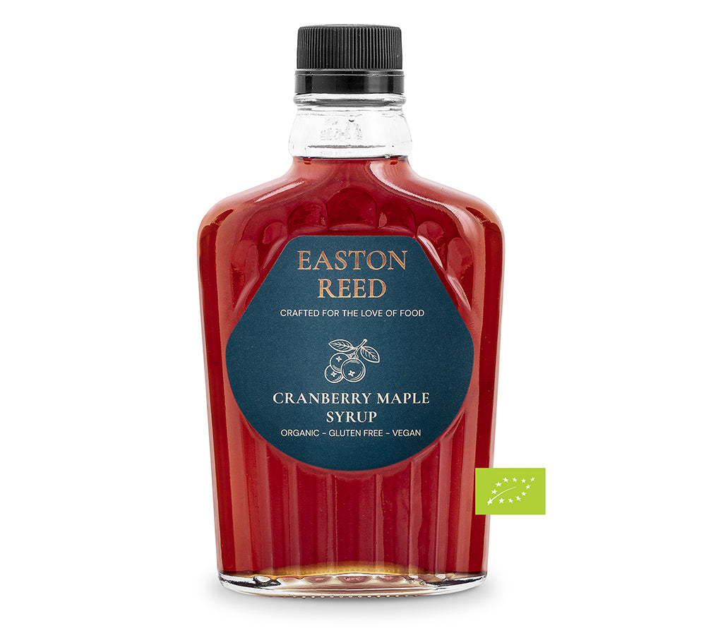Easton Reed Bio-Cranberry Syrup: Kanadischer Ahornsirup trifft Cranberry. Fruchtig-süß, vielseitig für Frühstück, Desserts, Drinks und Feinkost.
