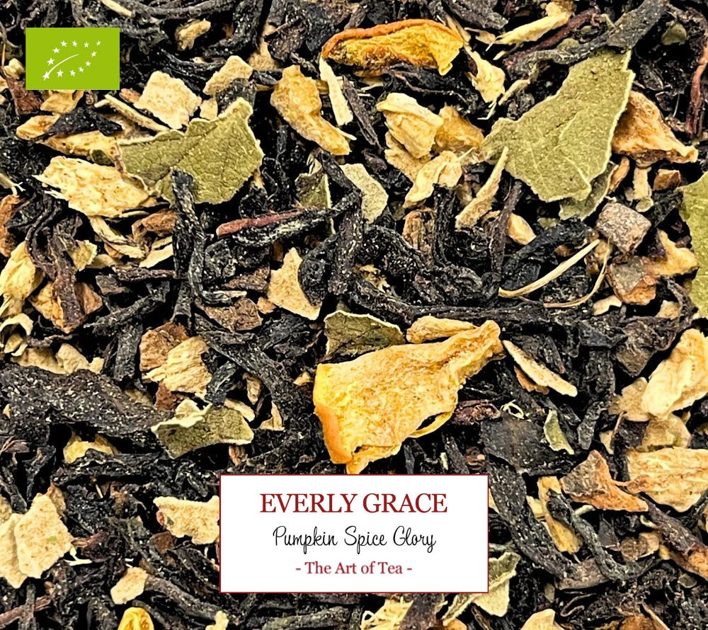 Everly Grace Pumpkin Spice Glory Tea kaufen ☆ Kräftiger Schwarztee mit Pumpkin Spice ☆ Herbstgenuss in jeder Tasse ☆ Jetzt probieren!