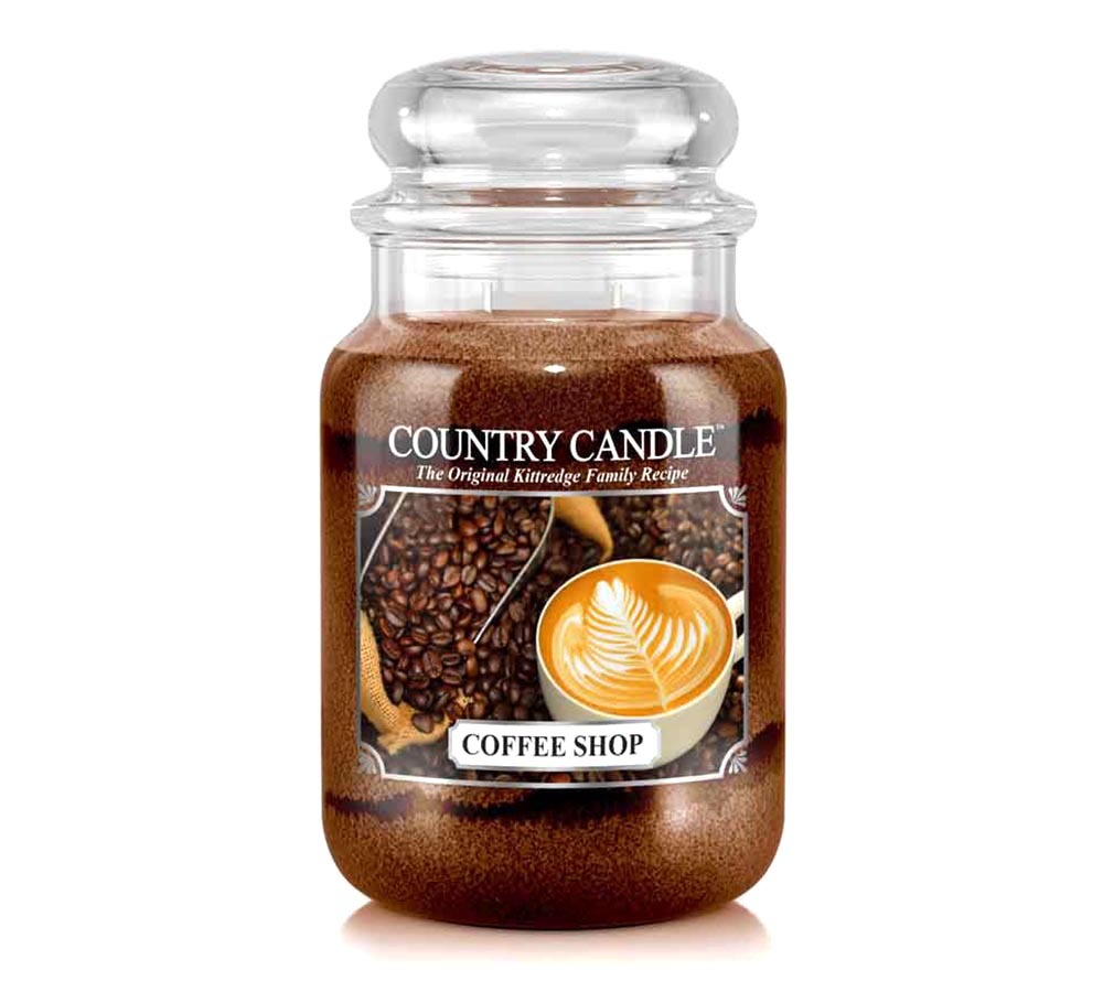 Country Jar Large Coffee Shop von Country Candle kaufen | Duft: Kaffee, Vanille, Milch, Keks | Brenndauer: 100-150 Stunden