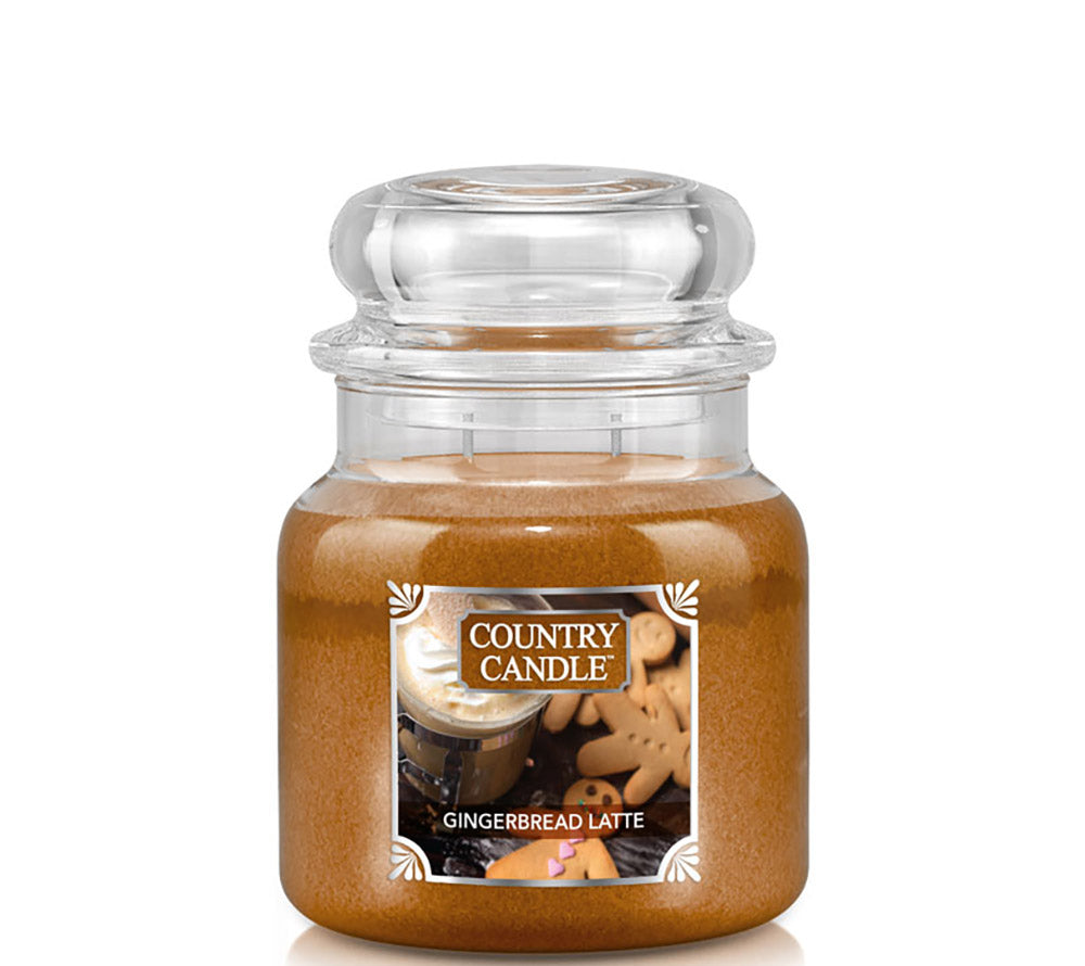 Country Jar Medium Gingerbread Latte von Country Candle kaufen | Duft: Gewürzig, süß, winterlich, cremig, belebend | Brenndauer: 65-90 Stunden 