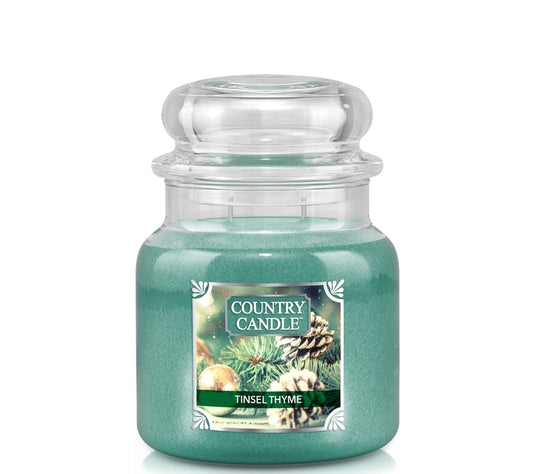 Country Jar Medium Tinsel & Thyme von Country Candle kaufen | Duft: Winterlich, holzig, aromatisch, moschus, fruchtig | Brenndauer: 65-90 Stunden 