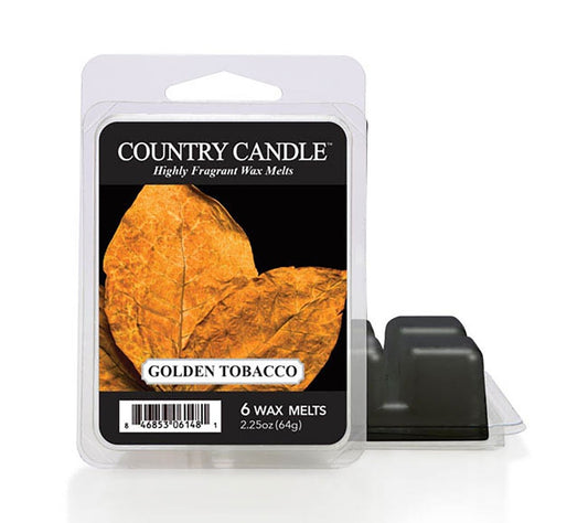 Country Wax Melts 6 pcs Golden Tobacco von Country Candle kaufen | Duft: Maskulin, verführerisch, holzig, rauchig, warm | Mehrmals schmelzbar