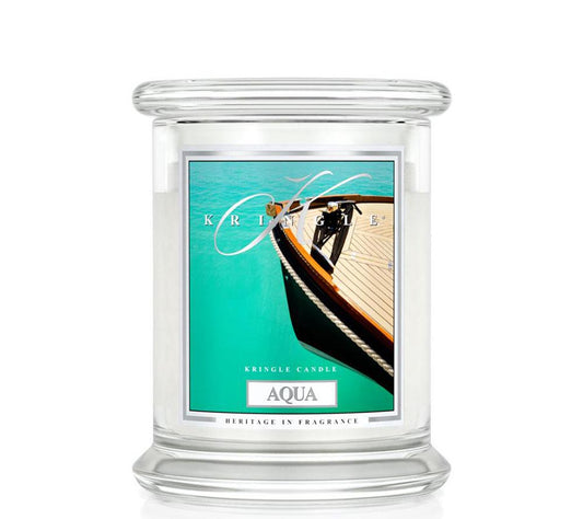 Kringle Jar Medium Aqua von Kringle Candle kaufen | Duft: Zitrus mit Moschus und Sandelholz | Brenndauer: 75 Stunden