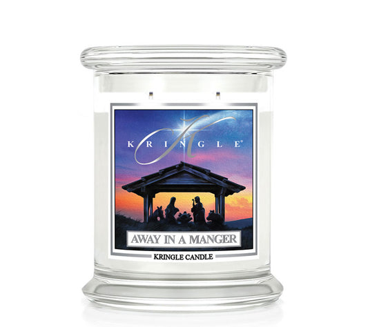 Kringle Jar Medium Away In A Manger von Kringle Candle kaufen | Duft: Frisch, fruchtig, Vanille, Zimt, Zitrus | Brenndauer: 75 Stunden